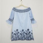 Altar'd State  Blue‎ Striped Embroidered Short Preppy Shift Dress Photo 1