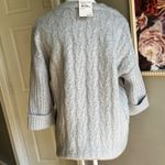 Olivia Sky Gray/Light blue Cable Knit Sweater Boxy Oversized Pullover 3/4 Sleeve Top Chunky Photo 5