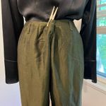 Kate Hill Dark Green Linen High Rise Relaxed Fit Trouser Pants Size 12 Photo 7