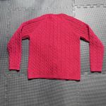 Lands' End  Medium Deep Red Cotton Cable Knit Fisherman Cardigan Sweater‎ Photo 1