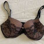 Victoria's Secret Victoria’s Secret nude and black lace lined demi bra size 34DD Photo 0