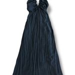 Entro Black Tassel Halter Ruched Maxi Dress L Crinkle Gauze, Lined, Style D16680 Photo 0
