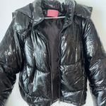 Azalea Wang Black Metallic Bomber Puffer Winter Coat Medium Jacket Shiny LIKEnew Photo 7