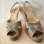 Oscar de la Renta - Snakeskin Open Toe Pumps W/ Cork Heel Photo 1
