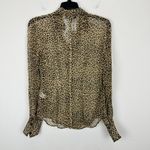 J.Crew Sheer Leopard Print Shirt Crinkle Chiffon Cupro Button Up Brown US 00 NWT Photo 9