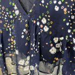 Urban Outfitters  Floral daisy V Neck Peplum Blouse Small Photo 5