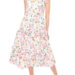 J.Crew NWT  floral Flutter-sleeve ruffle-tiered midi dress sz L Photo 0