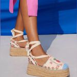 Farm Rio  Paradise Bead Embellished Espadrille Platform Shoes Size 11 NWT+DustBag Photo 1