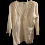 646 Main white eyelet embroidered short sleeve top tunic large 100% cotton Size XL Photo 2