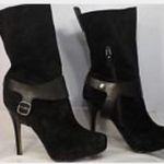 ROSEGOLD Black Suede Stiletto Boots Size 6.5 Photo 2