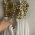 B Darlin 🆕B.Darlin A-Line Scoop Short Gold Sequin Ivory Dress 3/4🆕 Photo 8