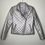 J. Society Quilted Silver Bomber Moto Jacket size S Photo 2