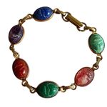 Vintage Egyptian Revival Scarab Gold tone Bracelet Photo 0