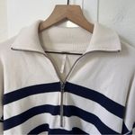 Free People  Coastal Stripe Pullover in Champagne Navy Blue Combo Photo 5