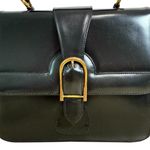 Vintage Dofan Paris Leather Handbag Black Gold Buckle Structured Top Handle Photo 1