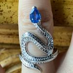 Natural Kyanite Sterling Silver Snake Ring Size 6 Blue Photo 0