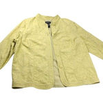 Maggie Barnes Women's  Yellow Pattern Button Jacket - 1X Photo 0