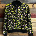 G By Giuliana Black Label Black And Lime Green Animal Print Jacket Size‎ Small Photo 0