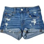 American Eagle  Super Stretch Distressed Rolled Hem Hi-Rise Shortie Shorts 4 Photo 0
