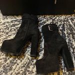 Saint Laurent Mina Cherry 95  Mazzi Buckle Platform Suede Booties Cachemire Nero Size 39 Photo 5