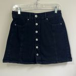 American Eagle Women’s Black Denim High Rise Mini Skirt Size 4 Photo 0
