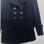 Sandro  Sportswear Black Double Breasted Peacoat Jacket Stretch Lined M Photo 9