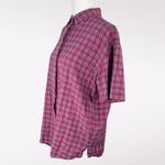Faded Glory Rare Vintage  100% Raw Silk Shirt Plum Pink Plaid Medium Photo 3
