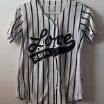 Tumblr Style Striped Baseball Shirt White Size 14 Photo 0