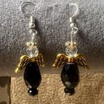 Angels 👼 Earrings Hand Made 2 Pair Black/Blue Black Photo 2