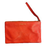 BIMBA Y LOLA Orange Leather Wristlet Clutch Wallet Gold Logo Red Photo 0