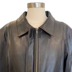 Kenzie Faux Leather Trench Coat Black Brown Stitching Y2K Zara Style Long Jacket Size L Photo 8