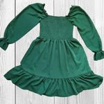 Womens Puff Sleeve Smocked Ruffled Midi Dress Green Women Size Medium Flounce Photo 3