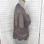 Willi Smith  Boho Cottage Crochet Cardigan Shrug Sweater Taupe Medium Photo 2