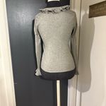 Ralph Lauren Lauren  Petite Cashmere Silk Blend Gray V-Neck Sweater with Ruffles Photo 2
