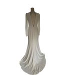 Lulus Elegant Wedding Dress Plunging Neckline rain High Slit Open Back Size L White Size L Photo 7