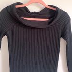ZARA  Knit Black Off the shoulder Ribbed Cropped 3/4 Sleeve Top Small Photo 5