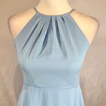 Ice blue flowy pleated chiffon halter dress size small Photo 1