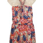 American Eagle Pink Tropical Floral Sleeveless Halter Romper Playsuit Sz Large Photo 1