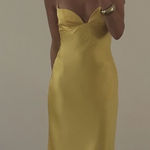 ZARA  golden Yellow Maxi satin corset bodycon formal Dress evening party wedding Photo 0