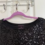 Material Girl Black Sequin Cropped Top Blouse Holiday Party Photo 1