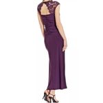 MSK Purple Illusion Keyhole Lace Faux Wrap Long Formal Gown Dress 14 Stretch NEW Photo 1