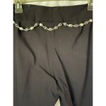 Cache Navy Pant with Metal Chain Enamel Belt Stretch 2" Waist Band Flare Leg Photo 3
