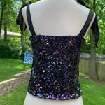 Free People NWT  Intimately Black Tie Strap Sequin Cami Top Sz M Medium Rtl $68 Photo 4