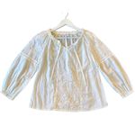 Old Navy  cut work eyelet white tie neck blouse small Photo 1