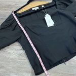 Vince NWT ‎ DRAPED 3/4 SLEEVE SQUARE NECK POPLIN TOP BLOUSE BLACK Photo 8