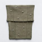 ZARA NWOT  Jewel Beaded off the shoulder knit top 4331/015 Green Medium Photo 6