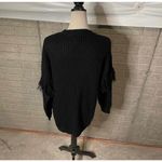 VICI Black Fringe Sweater Dress Tunic Long Sleeve Crew Neck Women's Small Photo 2