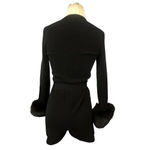 Lovers + Friends  Anais Faux Fur Romper in Black Medium New Womens Knit outfit Photo 5