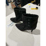 Fioni Womans Black Faux Suede Side Zip Ankle Boots Heels 7.5 W Photo 2