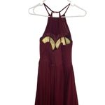 Azazie  Bridesmaid Prom Formal Dress Size A4‎ Maroon Chiffon Floor Length Halter Photo 3